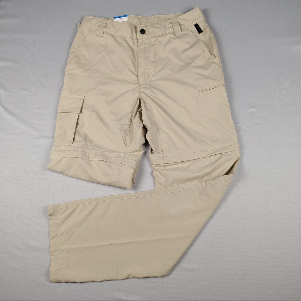 Columbia Convertible Hiking Pants Mens 30x32 Beige Zip Off Omni-Shield NWT